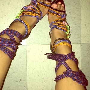 Multicolored Tie Up Heels